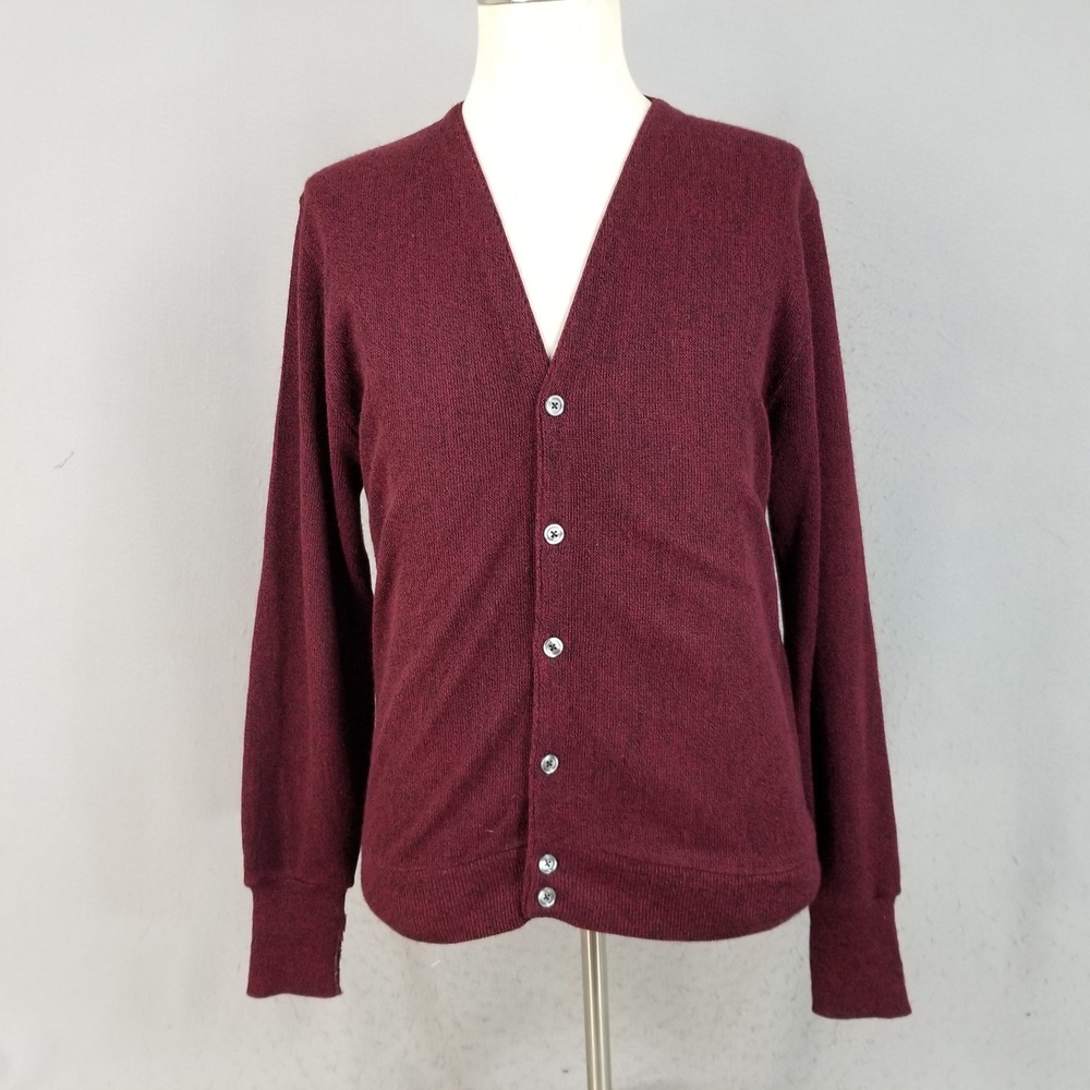 Cypress Links Cardigan Mens Medium Burgundy Golf Wear Grandpa Retro Preppy Knit